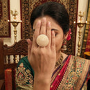 JS Fashion High Gold Classic Pearl Adjustable Ring