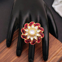 Js Fashion Heritage High Gold Kundan Stone Ring