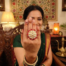 Js Fashion Heritage High Gold Kundan Stone Ring