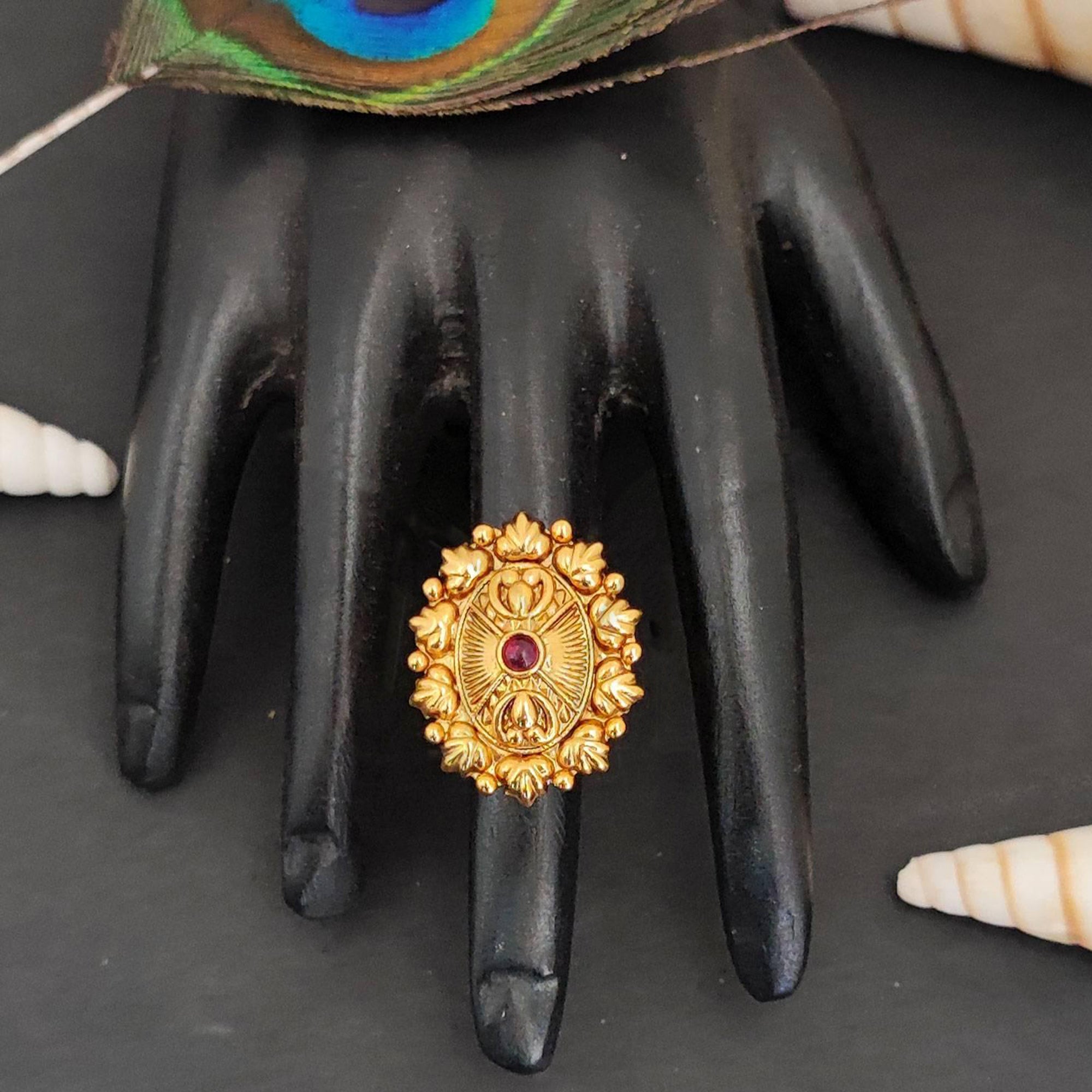 Js Fashion High Gold Royal Pota Stone Designer Ring