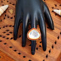 Js Fashion Heritage High Gold Kundan Stone And Meenakari Ring