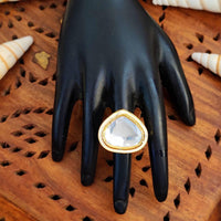 Js Fashion Heritage High Gold Kundan Stone And Meenakari Ring