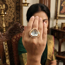 Js Fashion Heritage High Gold Kundan Stone And Meenakari Ring