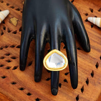 Js Fashion Heritage High Gold Kundan Stone And Meenakari Ring