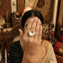 Js Fashion Heritage High Gold Kundan Stone And Meenakari Ring