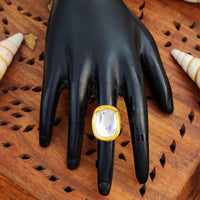 Js Fashion Heritage High Gold Kundan Stone Ring