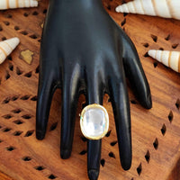 Js Fashion Heritage High Gold Kundan Stone Ring