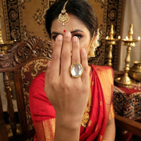 Js Fashion Heritage High Gold Kundan Stone Ring