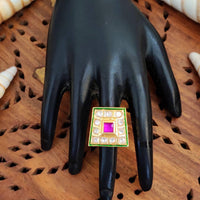 Js Fashion High Gold Royal Kundan And Pota Stone Designer Ring