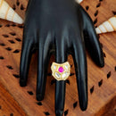 Js Fashion High Gold Royal Kundan And Pota Stone Designer Ring