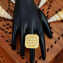 Js Fashion High Gold Royal Kundan And Pota Stone Designer Ring