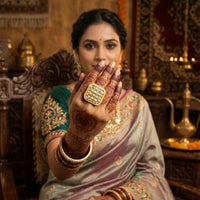 Js Fashion High Gold Royal Kundan And Pota Stone Designer Ring