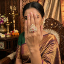 Js Fashion High Gold Royal Kundan And Pota Stone Designer Ring