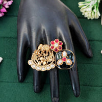 Js Fashion High Gold Royal Kundan And Pota Stone Designer Ring