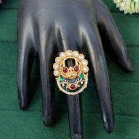 Js Fashion Heritage High Gold Kundan Stone And Meenakari Ring