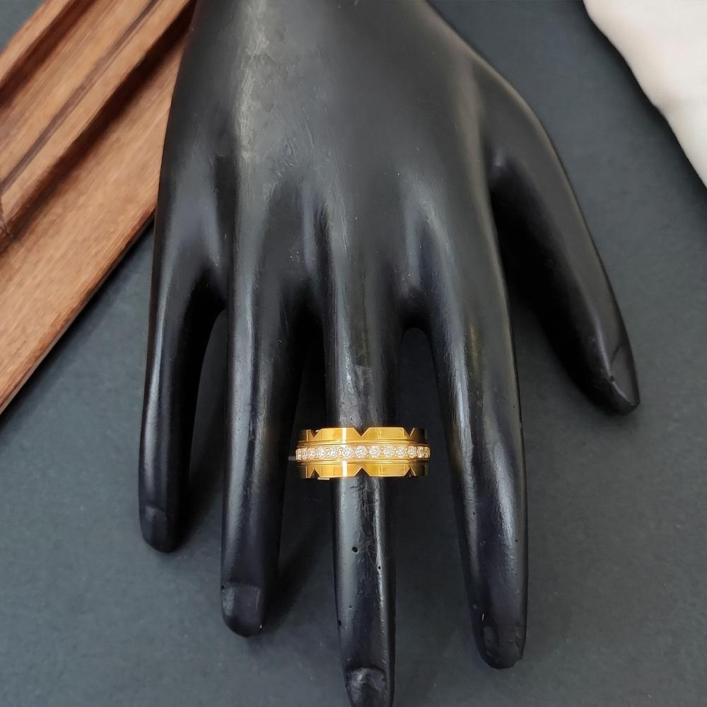 Js Fashion  Anti Tarnish Minimalist High Gold Anti Tarnish Stone Finger Ring
