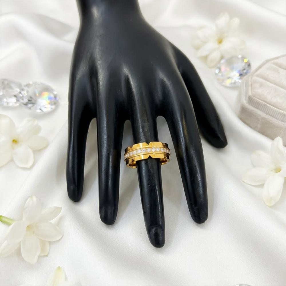 Js Fashion  Anti Tarnish Minimalist High Gold Anti Tarnish Stone Finger Ring