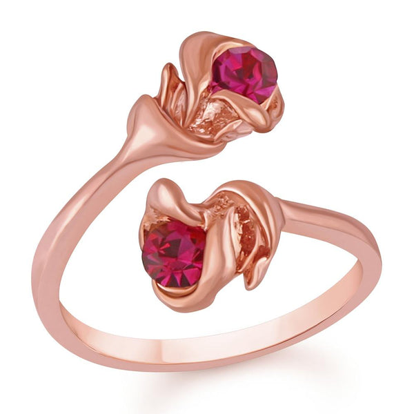 Darshana Jewels Rose Gold Plated Austrian Stone Adjustable Ring