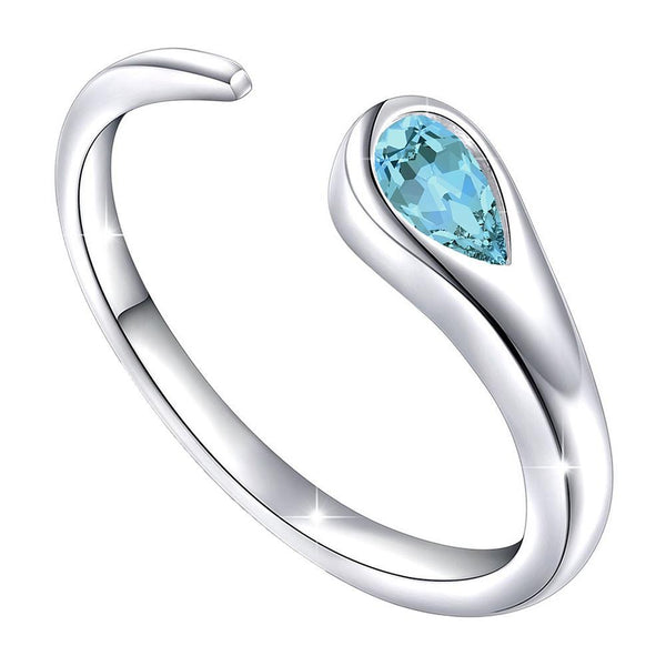 Darshana Jewels Silver Valentine Gift Gleaming Aqua Blue Cubic Zirconia Open Wrap Adjustable Finger Ring