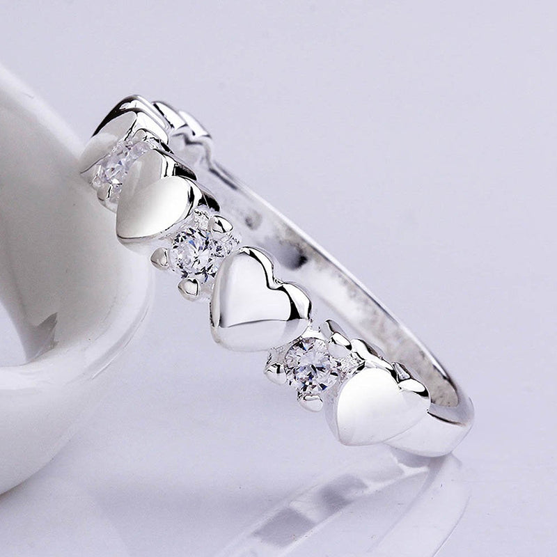 Mahi Valentine Gift Proposal Heart Link Adjustable Finger Ring with Crystal for Women (FR1103194R)