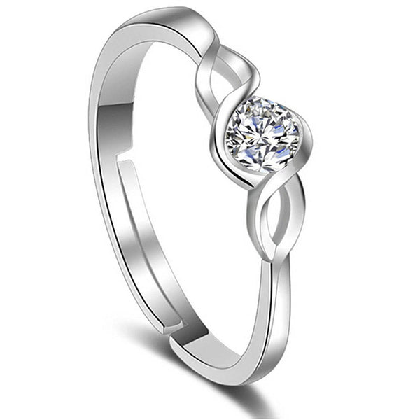 Mahi Valentine Gift Proposal Trendy and Delicate Adjustable Finger Ring with Crystal for Women (FR1103195R)