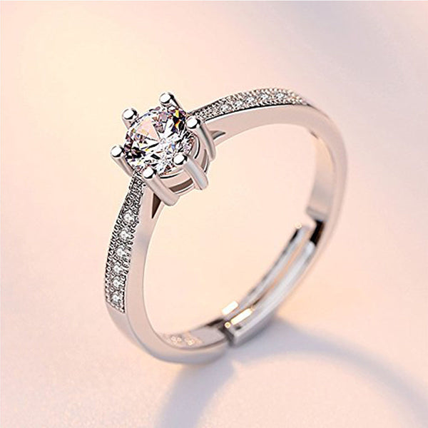 Mahi Valentine Gift Proposal Delicate and Trendy Adjustable Finger Ring with Crystal for Women (FR1103202R)