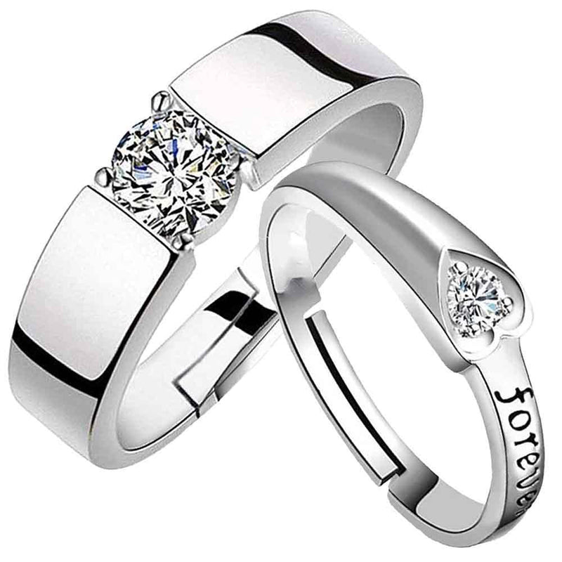 Darshana Jewels Silver Plated Adjustable Couple Ring