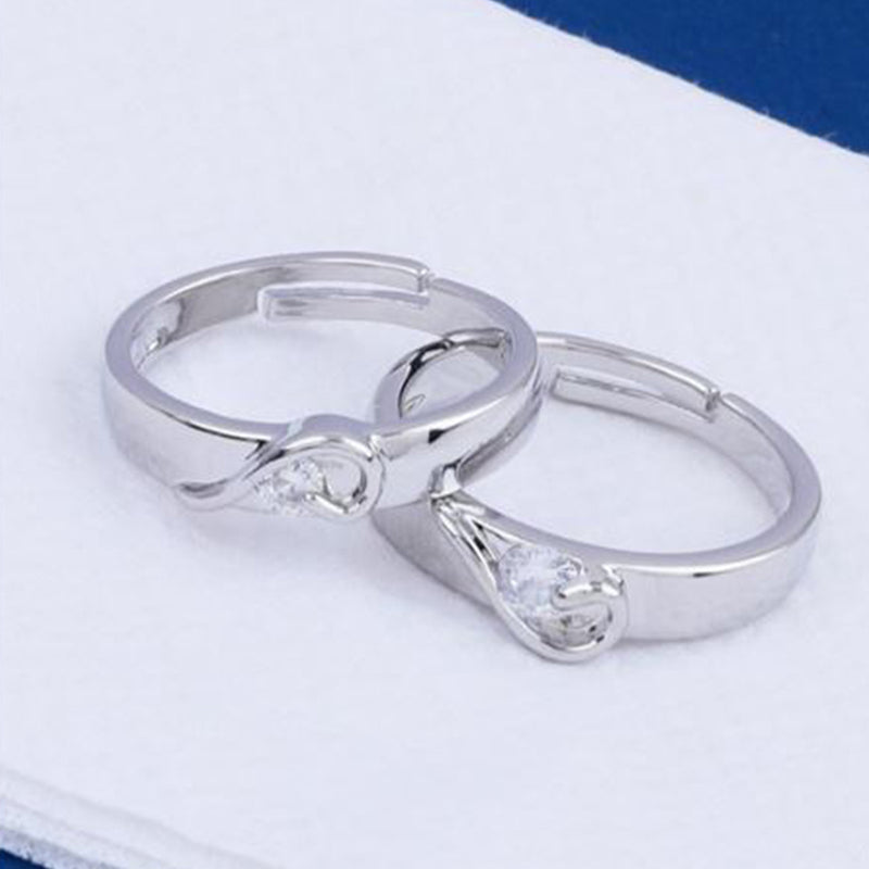 Mahi Valentine Gift Proposal Eternal Love Couple Ring set with Crystal for Men and Women (FRCO1103207R)