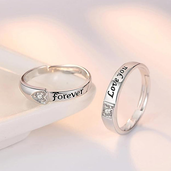 Mahi Valentine Gift Proposal Forever Together Couple Ring Set with Crystal for Men and Women (FRCO1103208R)