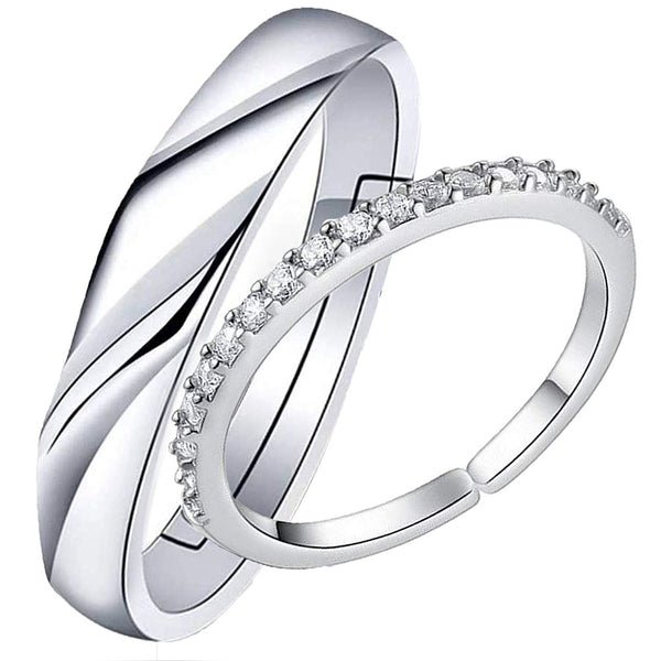 Mahi Valentine Gift Proposal Endless Affection Couple Ring with Crystal for Men and Women (FRCO1103210R)