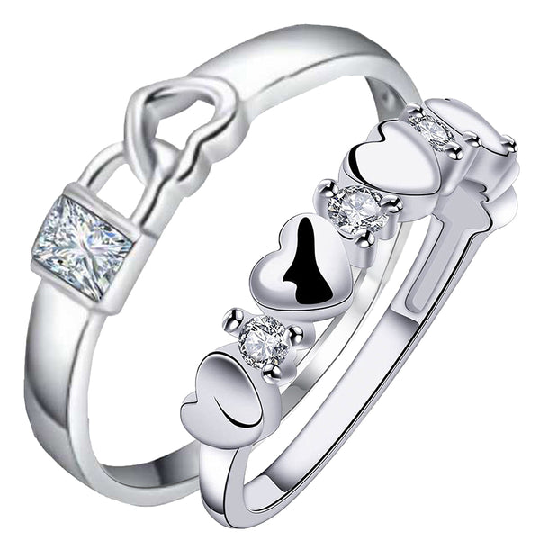 Mahi Valentine Gift Proposal Endless Affection Couple Ring with Crystal for Men and Women (FRCO1103217R)