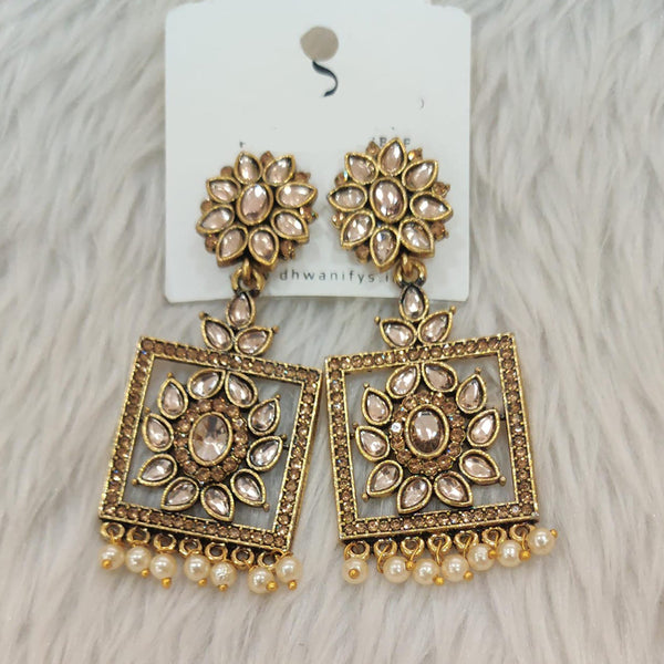 Dhwani Gold Plated Crystal Stone Dangler Earrings