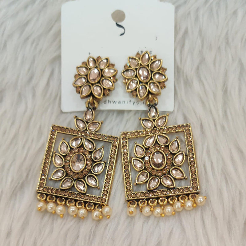 Dhwani Gold Plated Crystal Stone Dangler Earrings