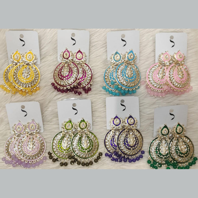 Dhwani Gold Plated Austrian Stone And Meenakari Dangler Earrings (Assorted Color)