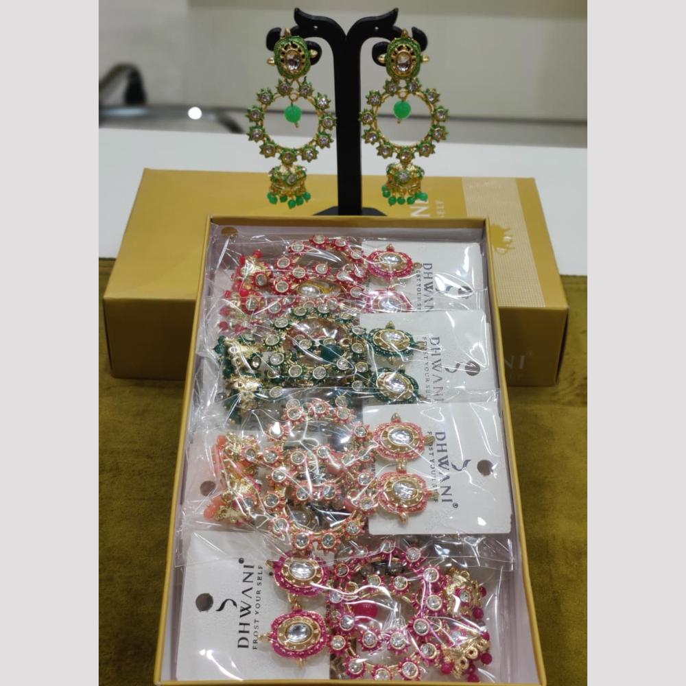 Dhwani Heritage Kundan Stone and Pearl Meenakari Long Jhumki Earrings