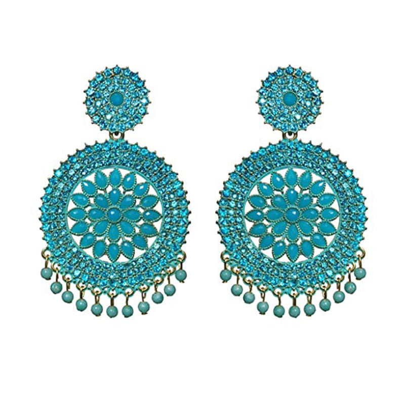 Subhag Alankar Light Blue Stone earrings for Girls and Women. Alloy Chandbali Earring
