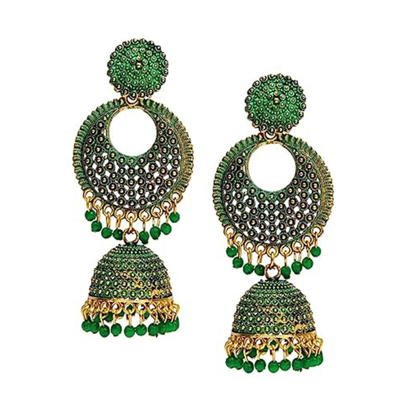 Subhag Alankar Green Beautifully designed floral Baali Jhumki Earrings For Girls & Women