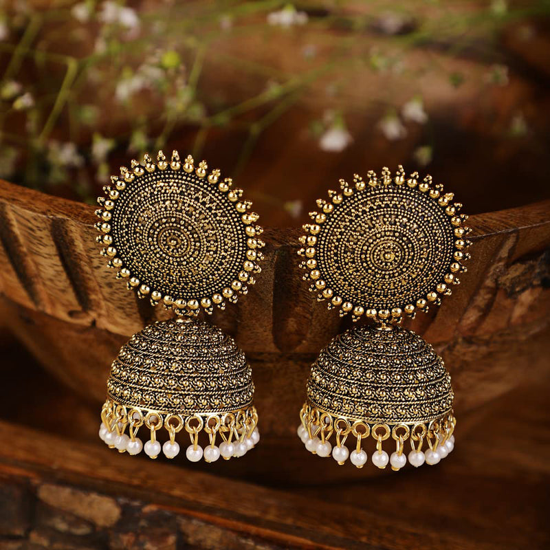 Subhag Alankar Golden Attractive Kundan Jhumki earrings ideal for festive wear