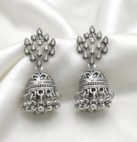 Urthn Traditional Oxidised Finish Jhumka Earrings