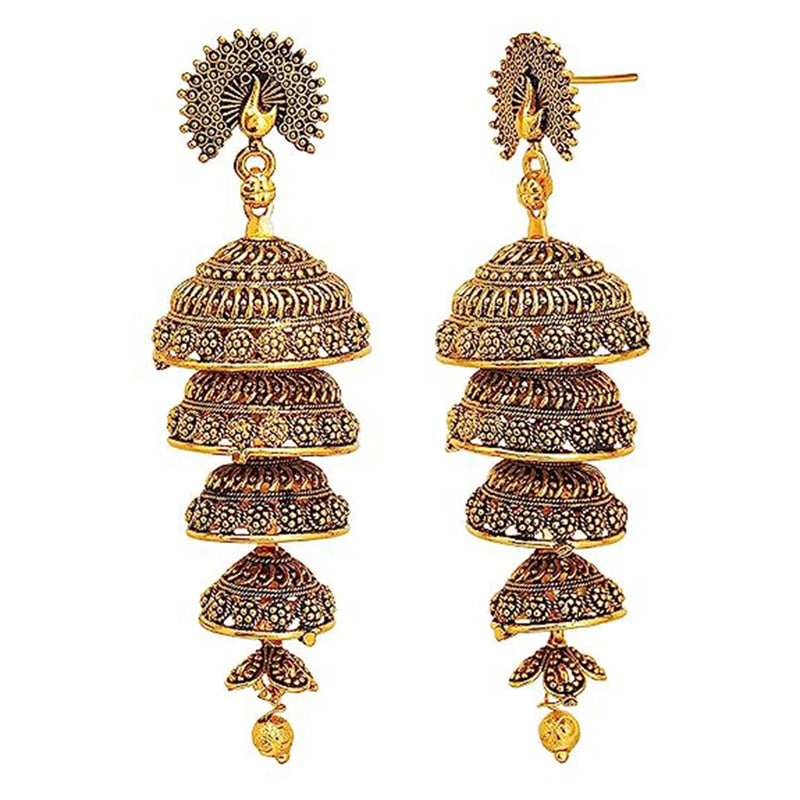 Subhag Alankar Golden stylish Design multi layered jhumki Earrings For Girls & Women