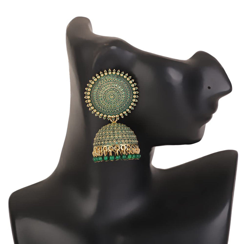 Subhag Alankar Green Attractive Kundan Jhumki earrings ideal for festive wear