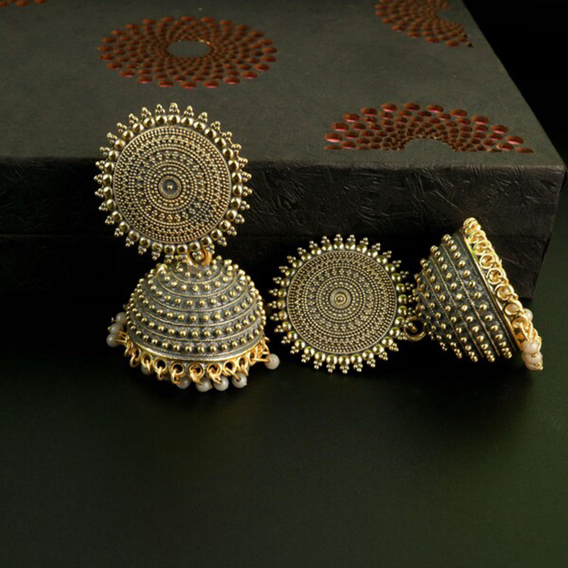 Subhag Alankar Grey Attractive Kundan Jhumki earrings ideal for festive wear