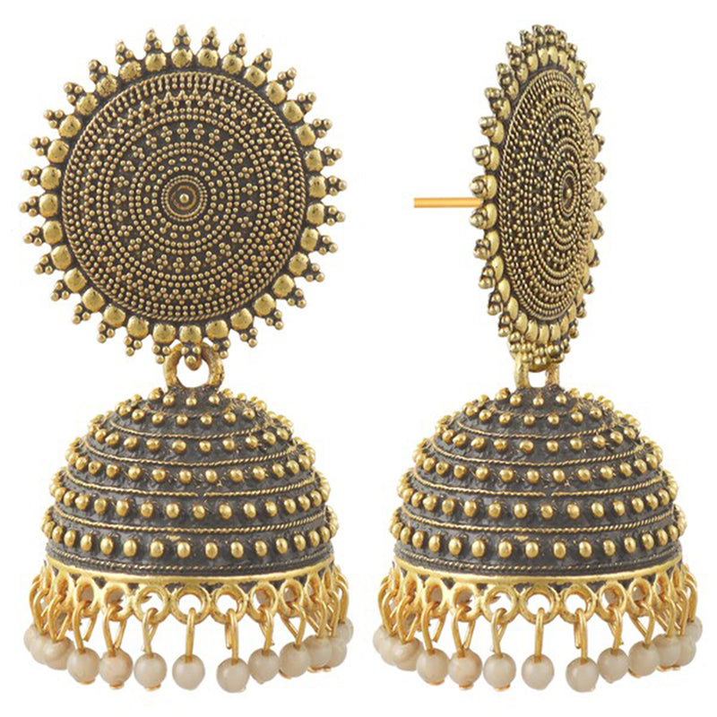 Subhag Alankar Grey Attractive Kundan Jhumki earrings ideal for festive wear
