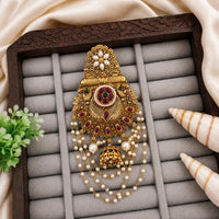 Js Fashion  Traditional High Gold Pearl Juda Hair Accessory