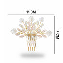 Js Fashion Bridal Pearl Crystal Hair pin for Women | Pink Floral Wedding Hair comb | Elegant Hair Accessory for Bride, Bridesmaid & Party Looks