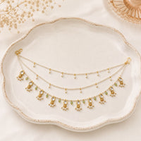 EtnicoTraditional Kundan Style Pearl Beaded Hair Chain for Women (HC01)