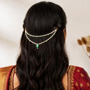 EtnicoTraditional Pearl Beaded Hair Chain with Stone Detailing for Women (HC02G)