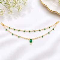EtnicoTraditional Pearl Beaded Hair Chain with Stone Detailing for Women (HC02G)