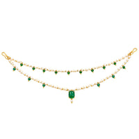 EtnicoTraditional Pearl Beaded Hair Chain with Stone Detailing for Women (HC02G)