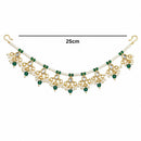 EtnicoTraditional Pearl Beaded Kundan Style Hair Chain for Women (HC03G)